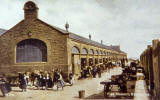 Newhaven Fishmarket with fishwives and carts