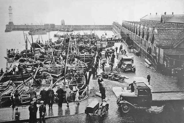 Boats, Lorries and Fishmarket at Newhaven Harbour