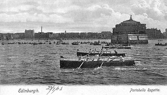 Portobello Regatta near Portobello Pier  -  Postcard written 1903