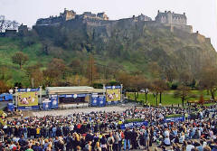The Ross Bandstand in West Princes Street Gardens and Edinburgh  Castle  -  during the 'Scotland v England' Rugby International Match on 22 March 2003