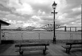 Queeensferry  -  The Forth Bridge with railings, lamp posts and benches