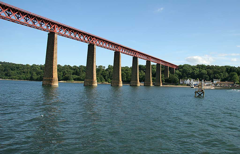 The southern end of the Forth Bridge, Hawes Inn and Hawes Pier, Queensferry, Edinburgh