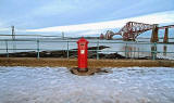South Queensferry  -  Reproduction Penfold Pillar Box and Forth Bridges  -  December 2010