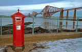 South Queensferry  -  Reproduction Penfold Pillar Box and Forth Rail Bridge  -  December 2010