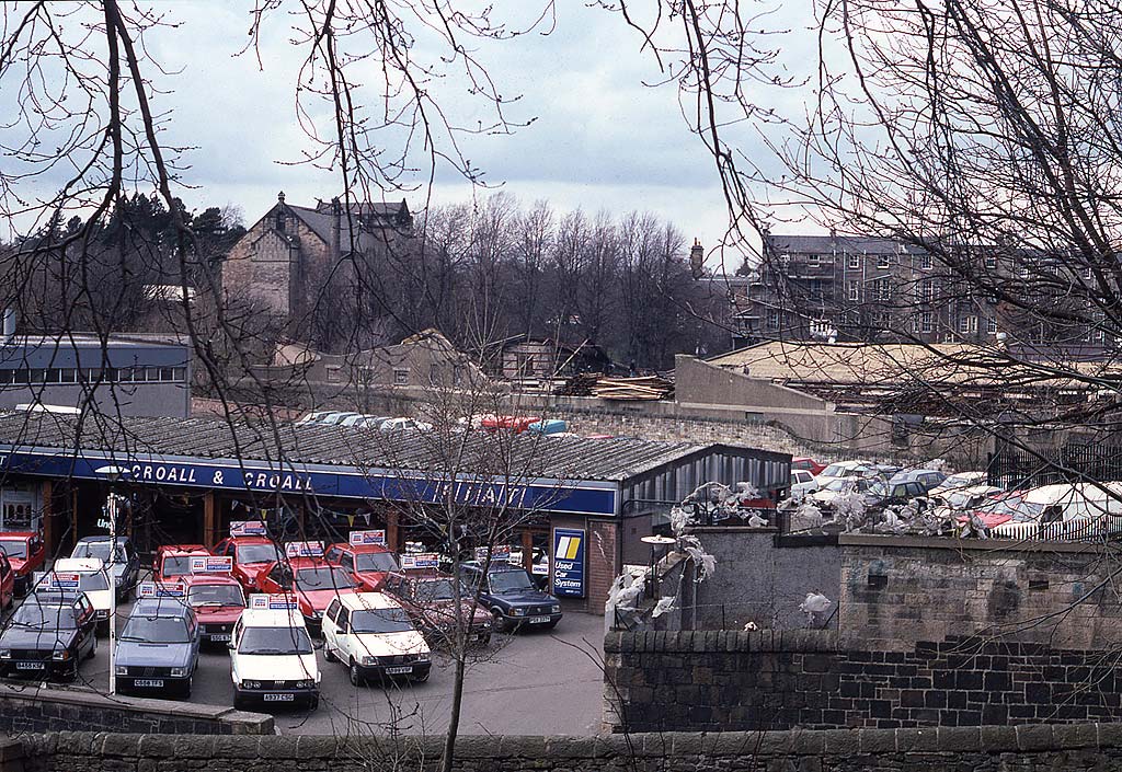 Looking down from Brandon Terrace Croall & Croall Fiat Garage at Glenogle Road, Canonmills