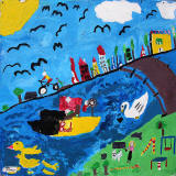 Edinburgh Canal Festival, 2013  -  A mural from one of the local schools, on display beside the canal