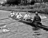 A ladies' crew, probably on the Union Canal near Meggetland, where Edinburgh University Rowing Club had its Boathouse