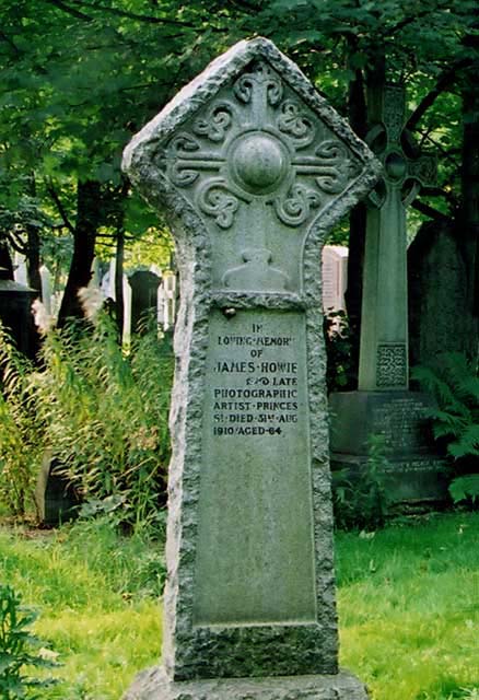 Photograph by Peter Stubbs  -  Edinburgh  -  Warriston Cemetery  -  Close-up photograph of the gravestone of James Howie Junior