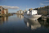 The cruise liner, Ocan Mist, moored on the Water of Leith at The Shore, Leith  -  October 2007 