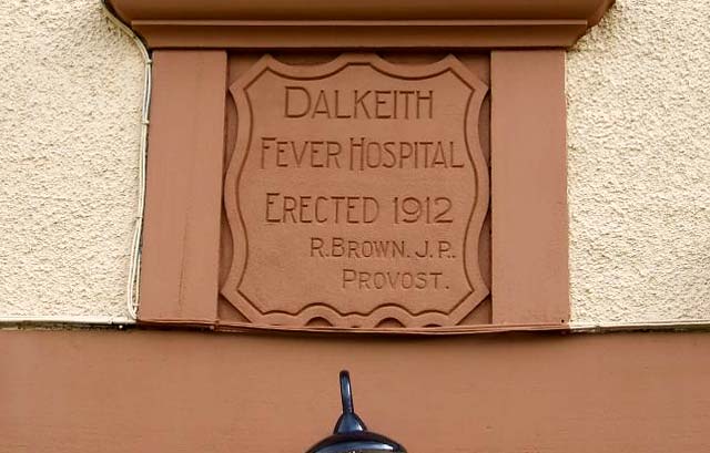 Plaque above a door at Dalkeith Fever Hospital, Whitehill, Midlothian