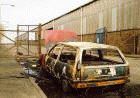 Edinburgh Waterfront  -  Burnt-out Car close to Granton Square  -  26 March 2003