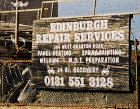 Zoom-in to the sign for Edinburgh Repair Services - one of the small businesses in West Granton Road, close to its junction with Crewe Road North  -  5 May 2003