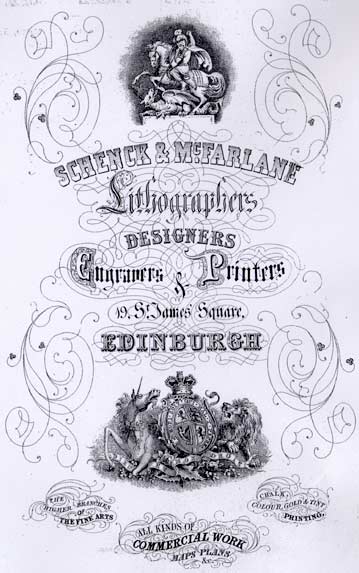 Advert from Edinburgh & Leith Post Office Directories  -  1855  -  Schenck & McFarlane, engravers