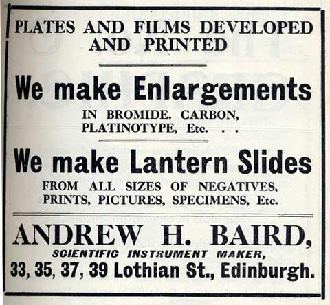 A H Baird Advert  -  June 1911