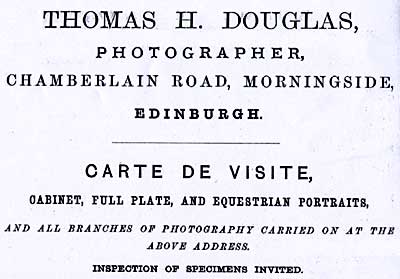Advert in Edinburgh & Leith Post Office Directories 1868, 1869, 1870  -  Thomas H Douglas