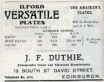 J F Duthie Advert  -  May 1910