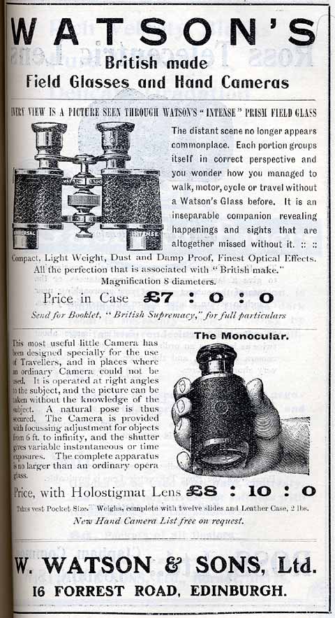 W Watsom & Sons Advert   -  January 1915  