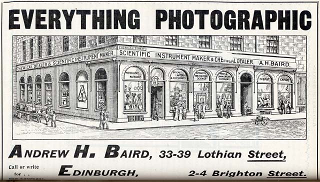 Photographic Dealers  - A H Baird  -  Adverts in his journal, Photographic Chat  - 1903  -  A H Baird  -  Everything Photographic