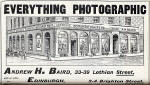 Photographic Dealers  - A H Baird  -  Adverts in his journal, Photographic Chat  - 1903  -  A H Baird  -  Everything Photographic