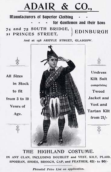 Advert in the Edinburgh & Leith Post Office Directory  -  Adair Tailors & Clothiers  -  Page 1
