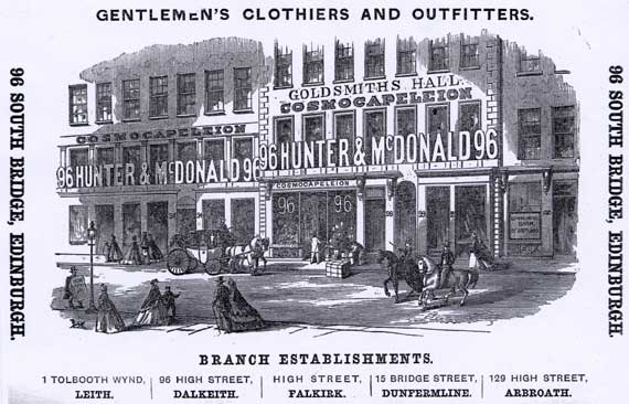 Advert in Post Office Directory, 1866  -  Hunter & McDonald  -  96 South Bridge