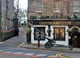 Field Gun and Guard of Honour outside Greyfriars' Bobby's Bar for the ceremony to Greyfriars' Bobby in Greyfriars' Churchyardd