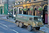 Field Gun and army truck outside Greyfriars' Bobby's Bar for the ceremony to Greyfriars' BObby in Greyfriars' Churchyard