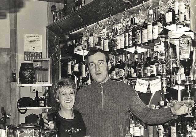 Eric Gold and his Aunt Marion at Haymarket Hotel, Edinburgh, 1973