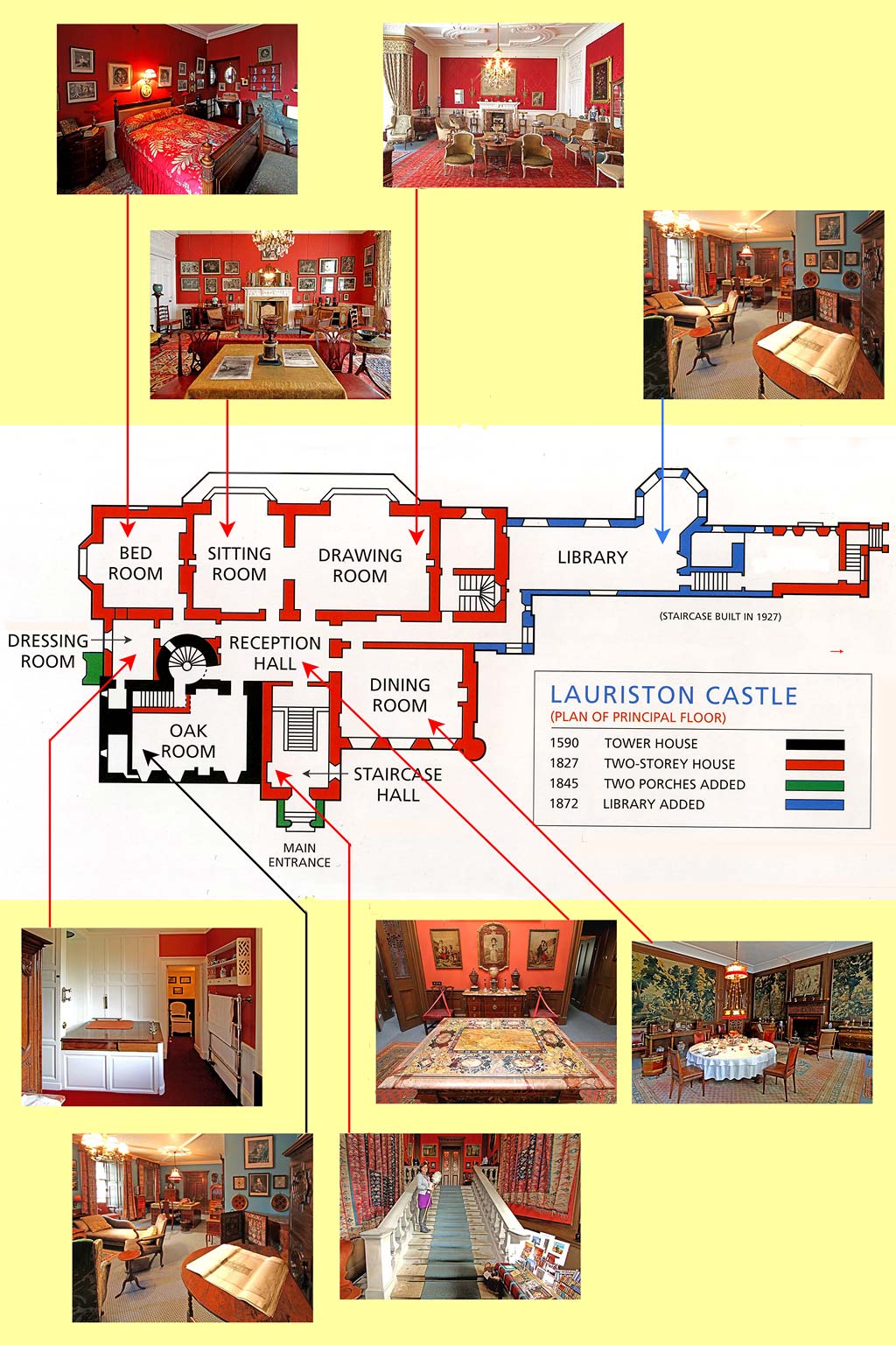 Lauriston Castle - Plan and Photos of the Principal Rooms