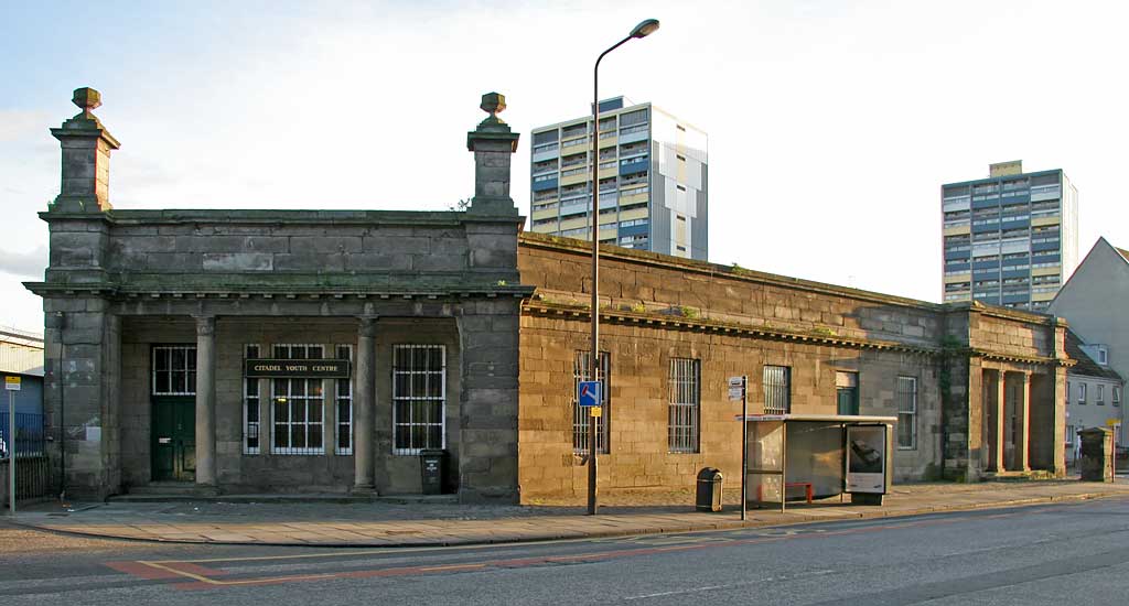 View to the SE across Commercial Street, to the former Leith Citadel Station