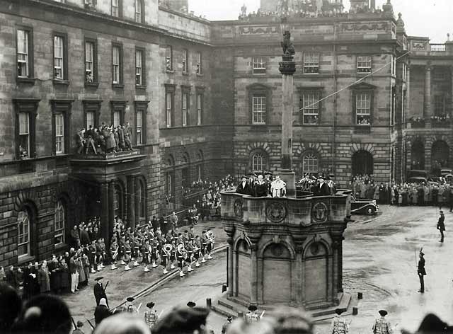 Photograph by Norward Inglis  -  Proclamation at the Market Cross, High Street, Edinburgh