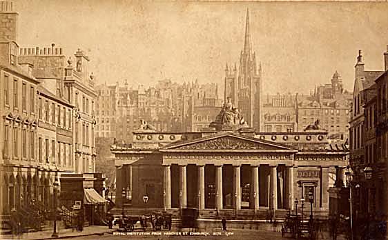 Looking doen Hanover Street towards the Royal Scottish Academy - by GW Wilson