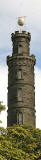 The Nelson Monument on Calton Hill.  The time ball photographed at 11.59pm  -  waiting to be lowered at 1pm