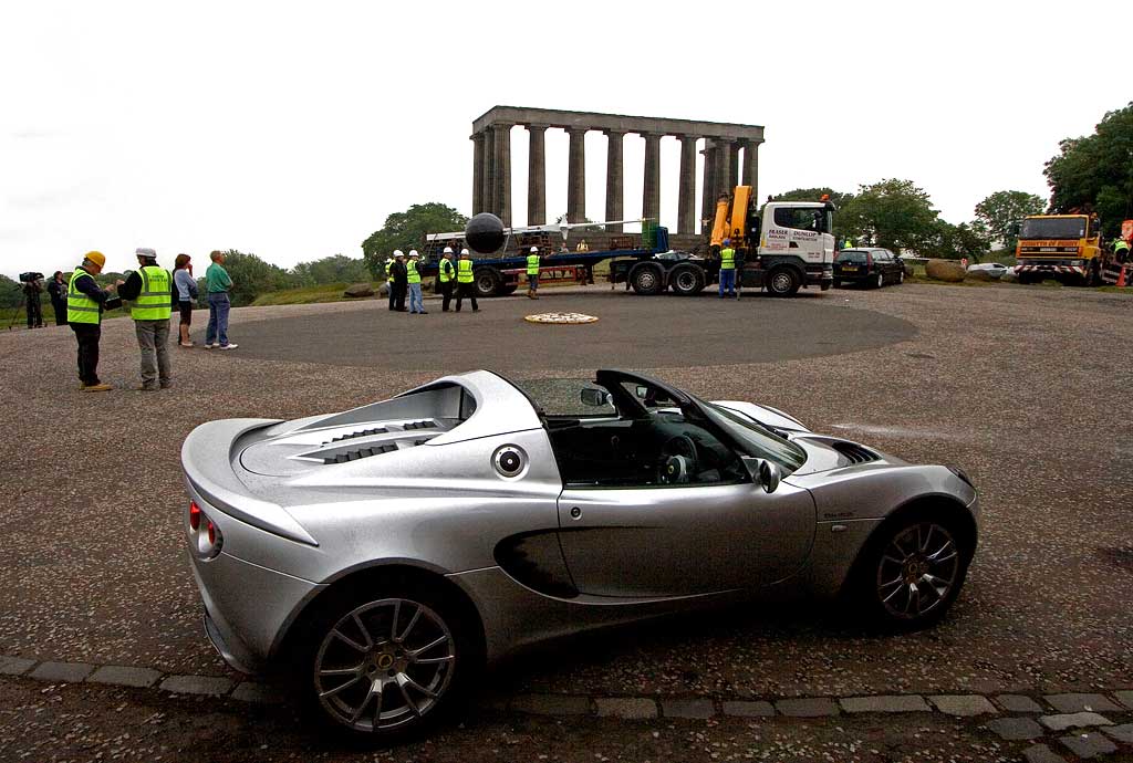 The time ball arrives back at the Nelson Monument on Calton Hill folowing its restoration