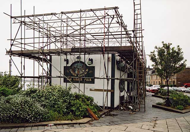 Old Chain Pier from the west with roof removed following a fire  -  June 2004