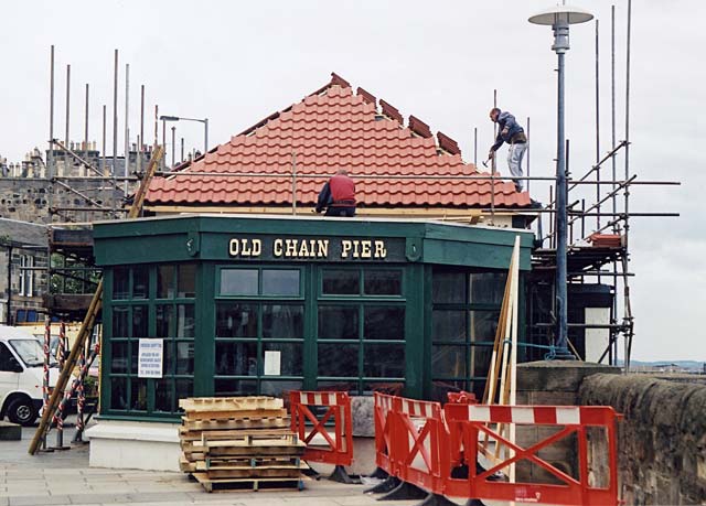 The Old Chain Pier with its roof removed following a fire  -  view from the east, July 2004