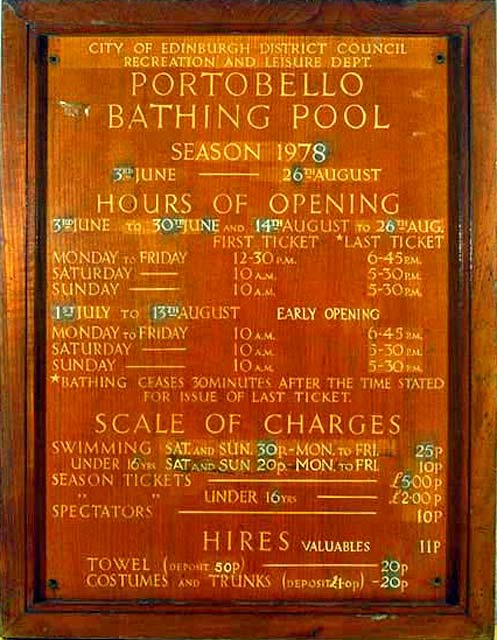 Portobello Open Air Bathing Pool  -  Notice Board, 1978