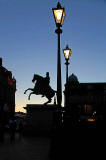 Statue to Duke of Wellington and Lamp Posts outside Register House -  looking west