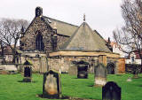 Looking across the small graveyard to Restalrig Church  -  February 2004