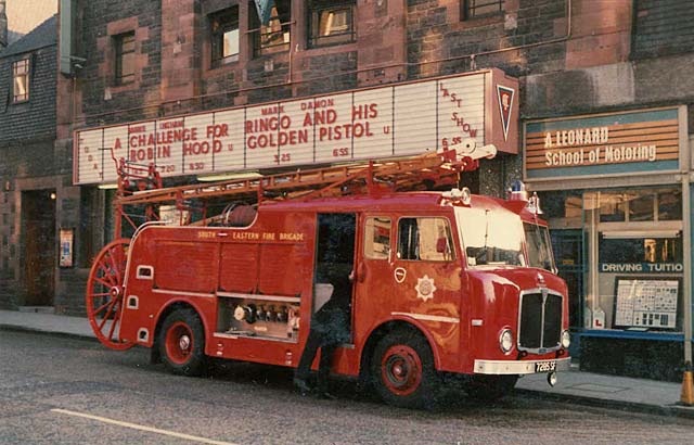 Fire Engine parked outside the former Ritz Cinema, Rodney Street, Canonmills