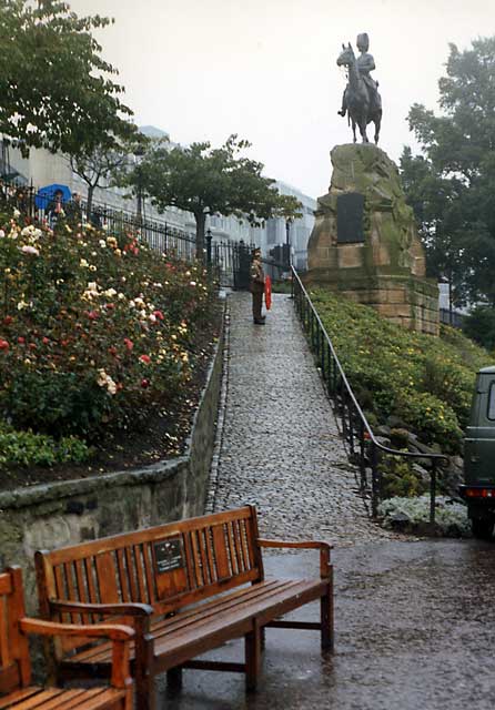 Royal Scots Greys' memorial statue  -  West Princes Street Gardens  - November 1987