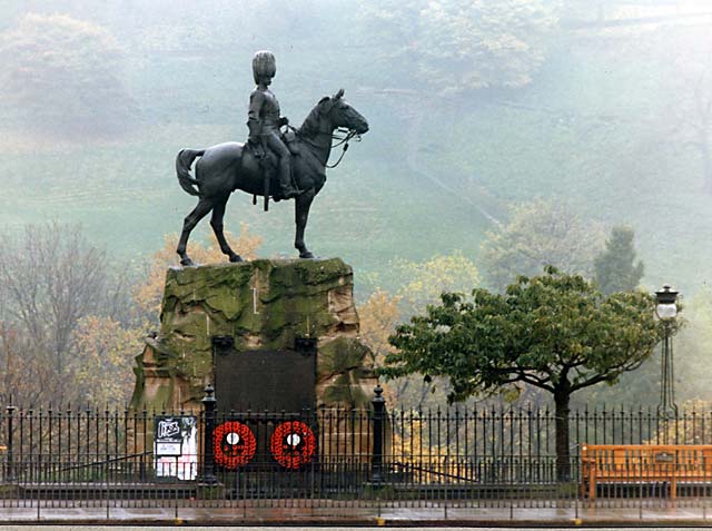 Royal Scots Greys' memorial statue  -  West Princes Street Gardens  - November 1987