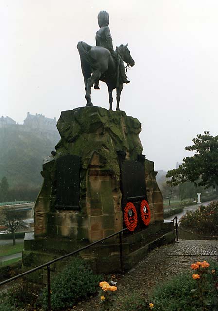 Royal Scots Greys' memorial statue  -  West Princes Street Gardens  -  November 1987
