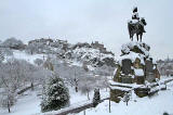 Royal Scots Greys Statue in West Princes Street Gardens  -  Edinburgh Castle in the background