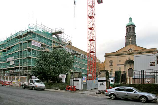 Building work in front of St Patrick's Church, Cowgate, Edinburgh  -  Photograph  -  November 2007
