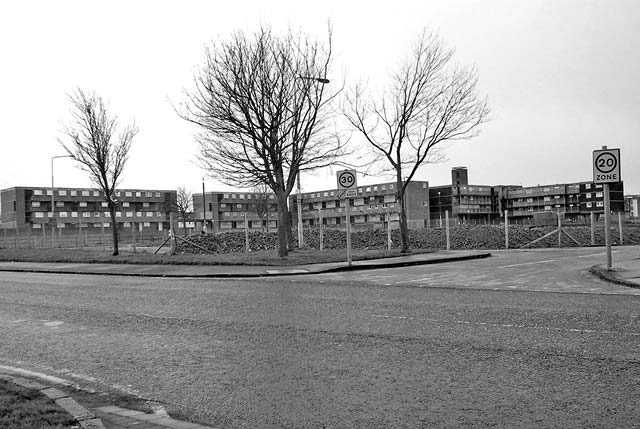 Sighthill Maisonettes from Broomhouse Road, following demolition of the high rise flats, 2011