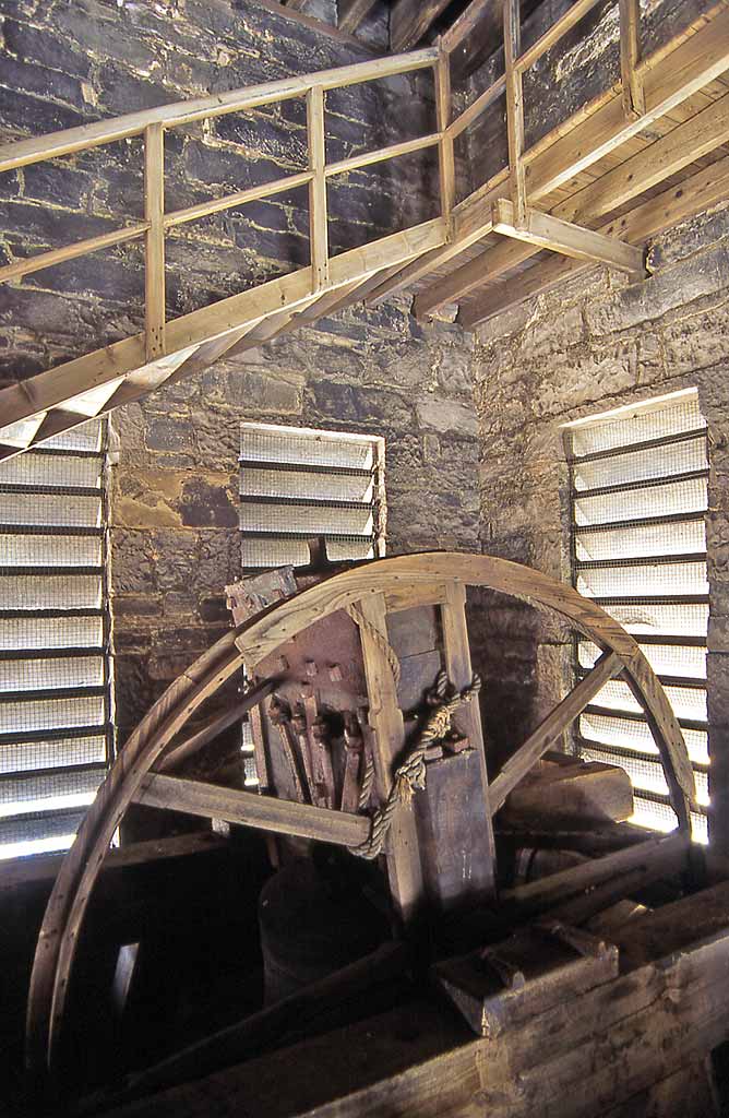 The Bell Wheel, no longer in operation , in the tower of St Stephen's Church, Stockbridge