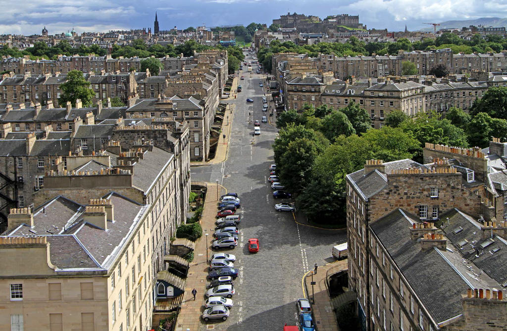 View from the roof of St Stephen's Church, looking to the south towards Ediburgh Castle
