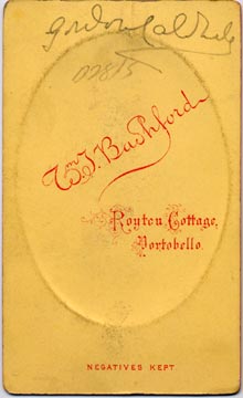 Bashford  -  Royton Cottage  -  back of carte de visite  -  youth