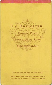Carte de Visite from the studio of George J Brewster, Howard Place, Edinburgh